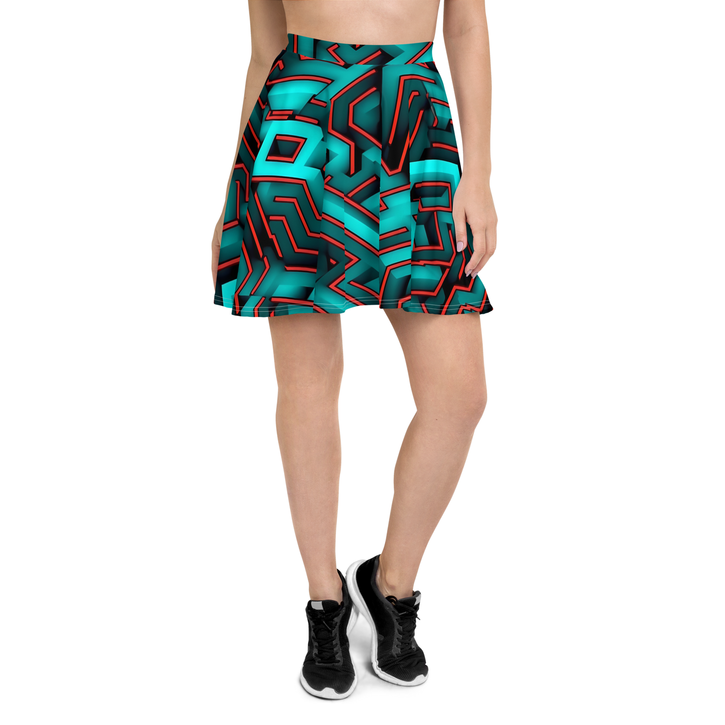 3D Maze Illusion | 3D Patterns | All-Over Print Skater Skirt - #2