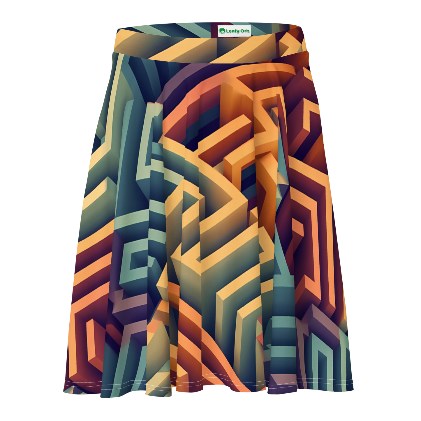 3D Maze Illusion | 3D Patterns | All-Over Print Skater Skirt - #3