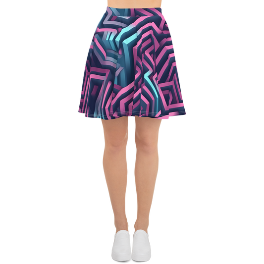 3D Maze Illusion | 3D Patterns | All-Over Print Skater Skirt - #4