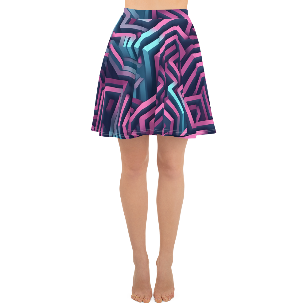 3D Maze Illusion | 3D Patterns | All-Over Print Skater Skirt - #4