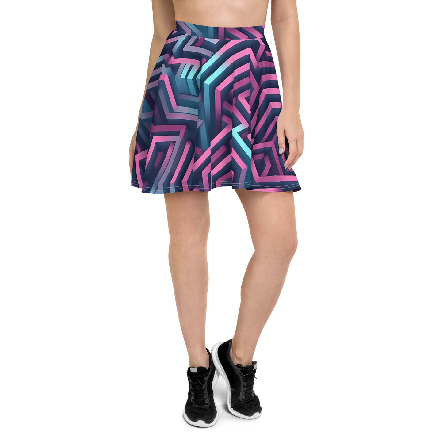 3D Maze Illusion | 3D Patterns | All-Over Print Skater Skirt - #4