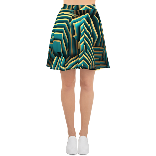 3D Maze Illusion | 3D Patterns | All-Over Print Skater Skirt - #5