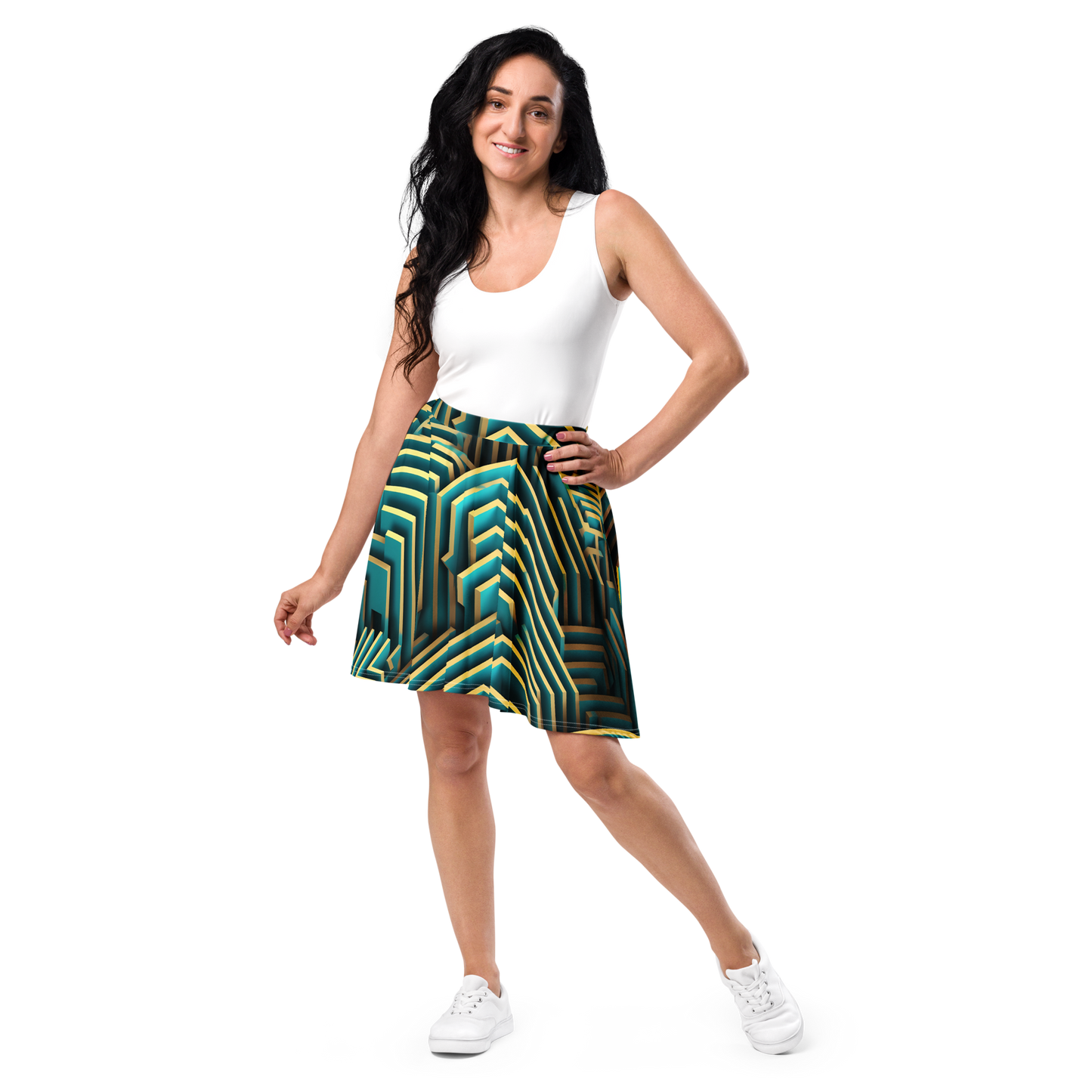 3D Maze Illusion | 3D Patterns | All-Over Print Skater Skirt - #5