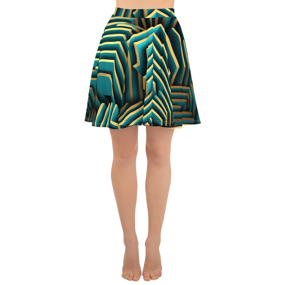 3D Maze Illusion | 3D Patterns | All-Over Print Skater Skirt - #5