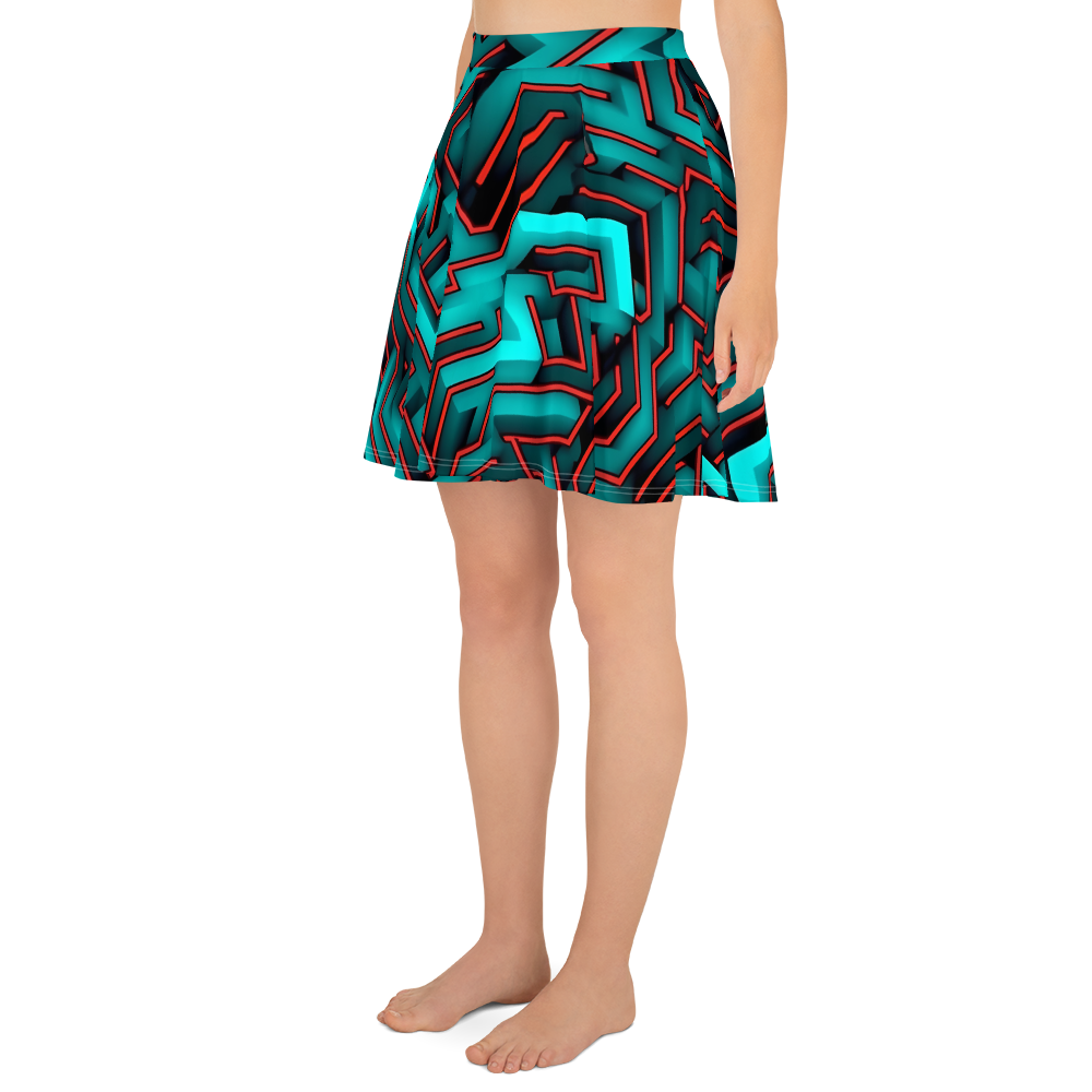 3D Maze Illusion | 3D Patterns | All-Over Print Skater Skirt - #2