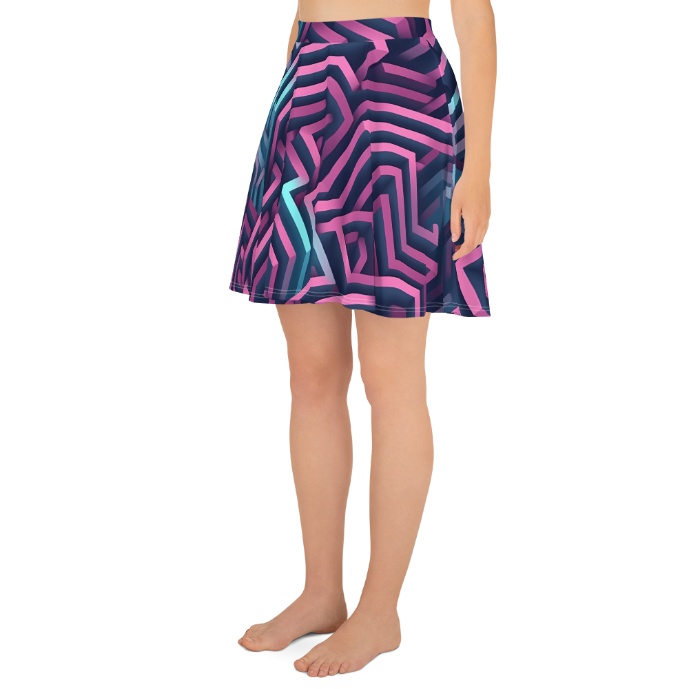 3D Maze Illusion | 3D Patterns | All-Over Print Skater Skirt - #4