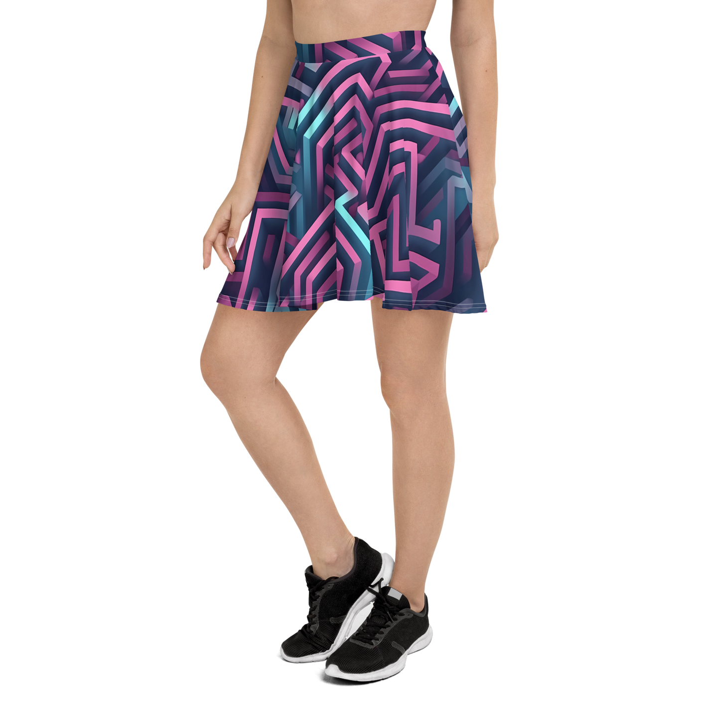 3D Maze Illusion | 3D Patterns | All-Over Print Skater Skirt - #4