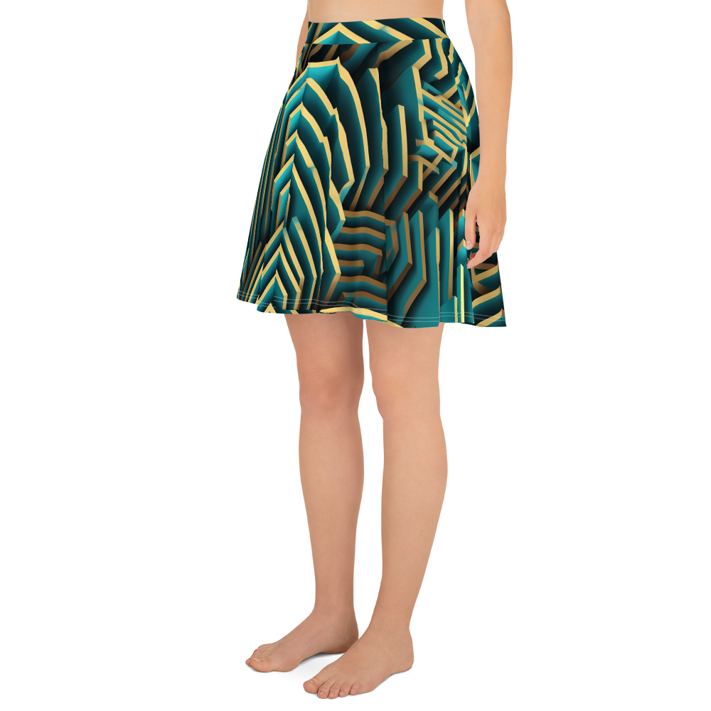 3D Maze Illusion | 3D Patterns | All-Over Print Skater Skirt - #5