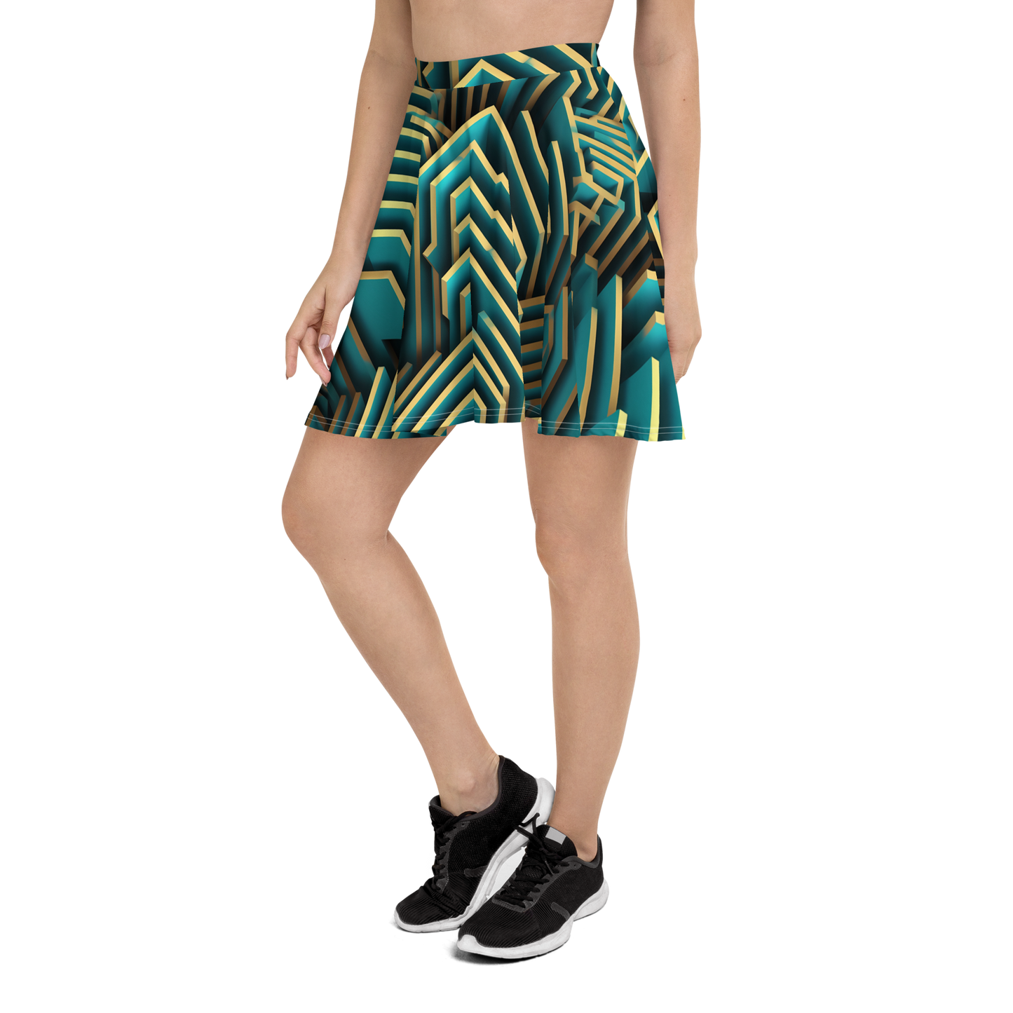 3D Maze Illusion | 3D Patterns | All-Over Print Skater Skirt - #5