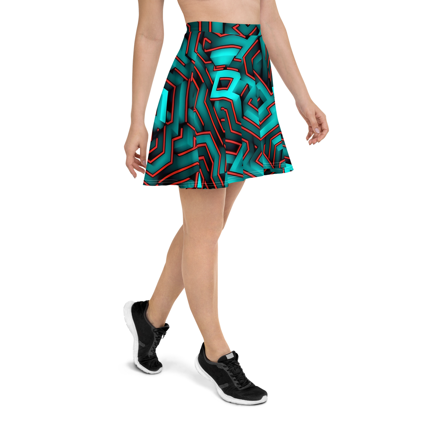 3D Maze Illusion | 3D Patterns | All-Over Print Skater Skirt - #2