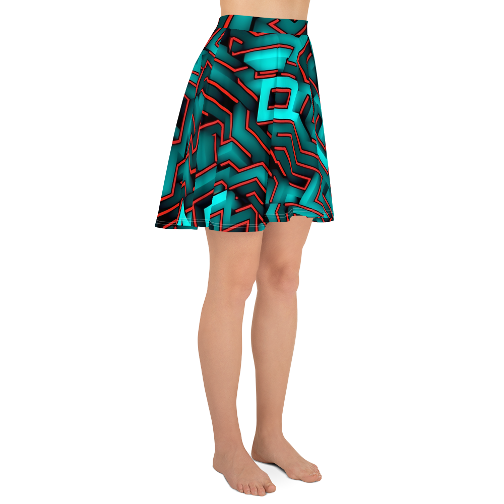 3D Maze Illusion | 3D Patterns | All-Over Print Skater Skirt - #2