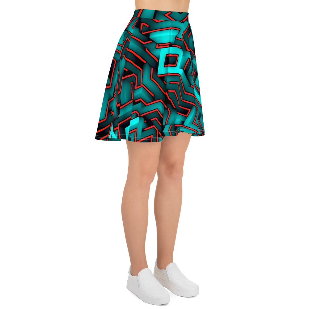 3D Maze Illusion | 3D Patterns | All-Over Print Skater Skirt - #2