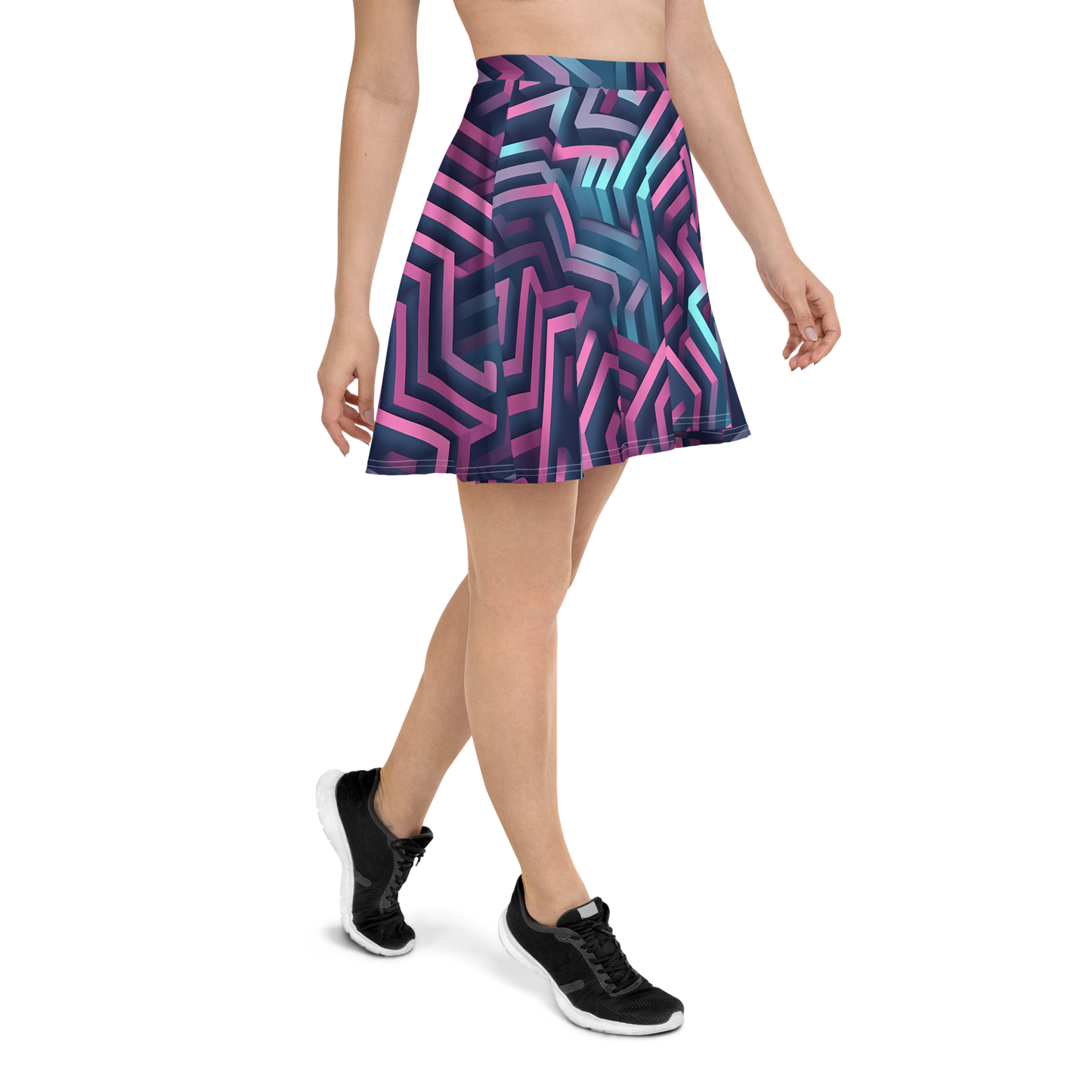 3D Maze Illusion | 3D Patterns | All-Over Print Skater Skirt - #4