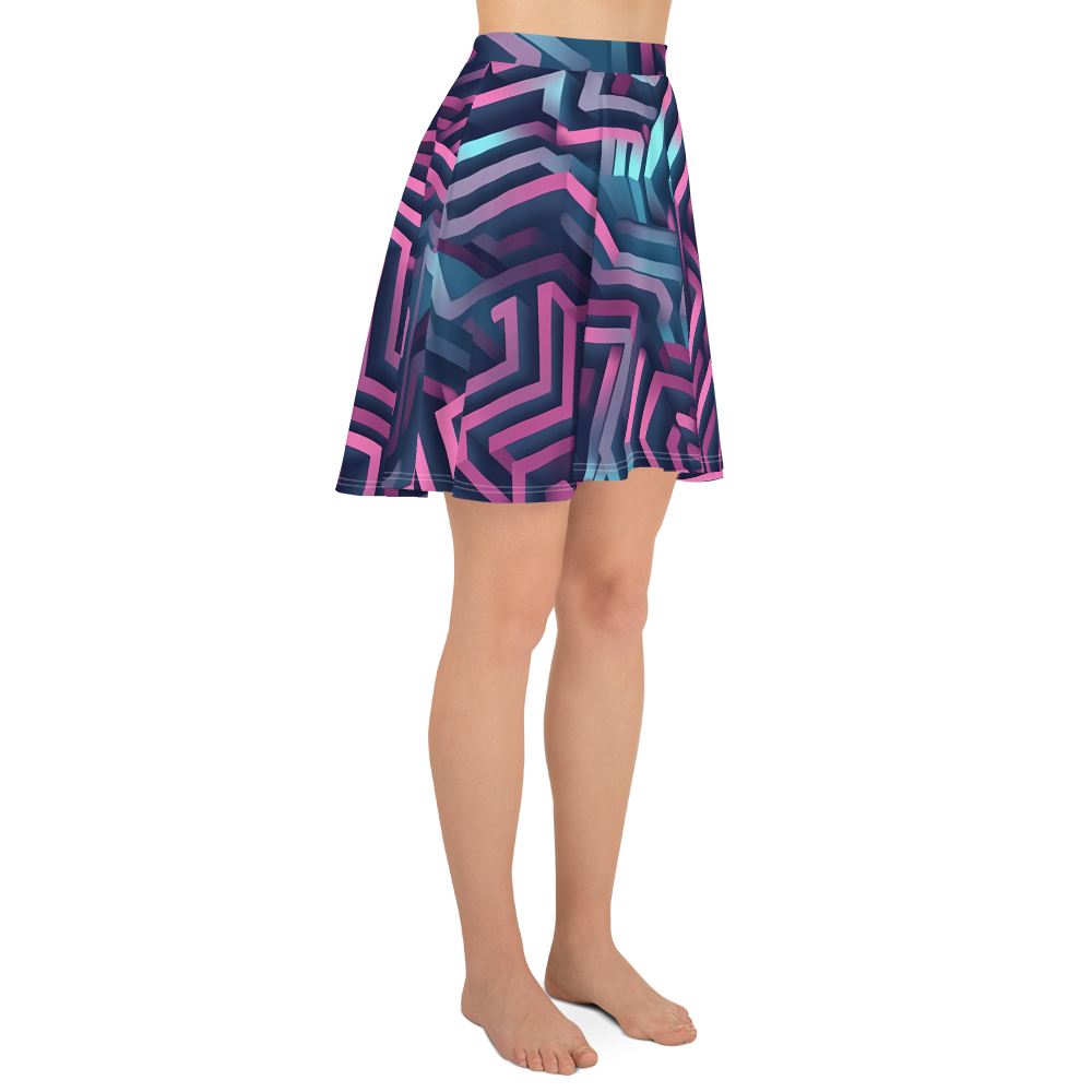 3D Maze Illusion | 3D Patterns | All-Over Print Skater Skirt - #4