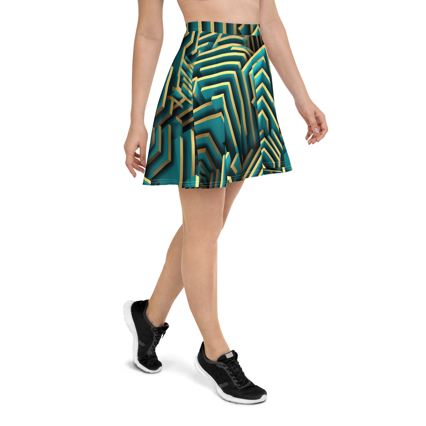 3D Maze Illusion | 3D Patterns | All-Over Print Skater Skirt - #5