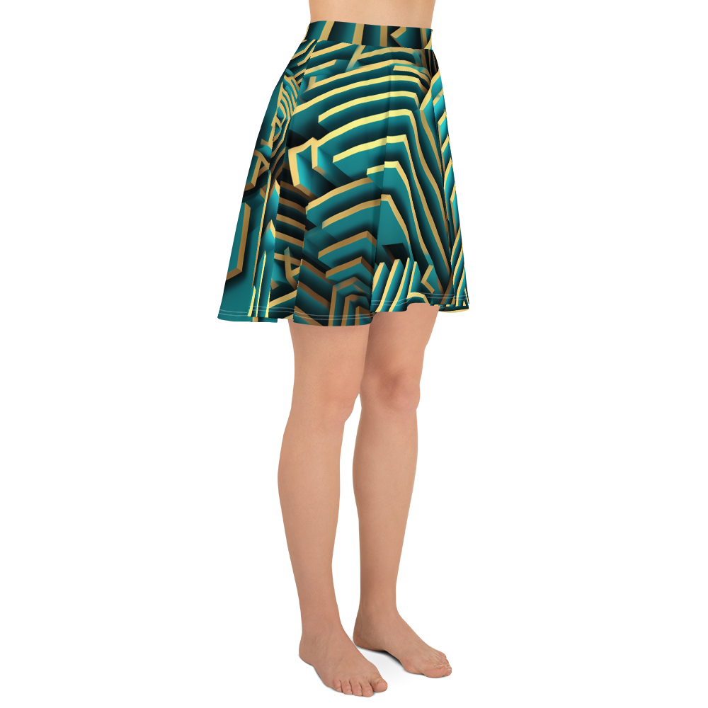 3D Maze Illusion | 3D Patterns | All-Over Print Skater Skirt - #5