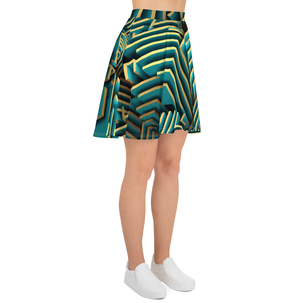 3D Maze Illusion | 3D Patterns | All-Over Print Skater Skirt - #5