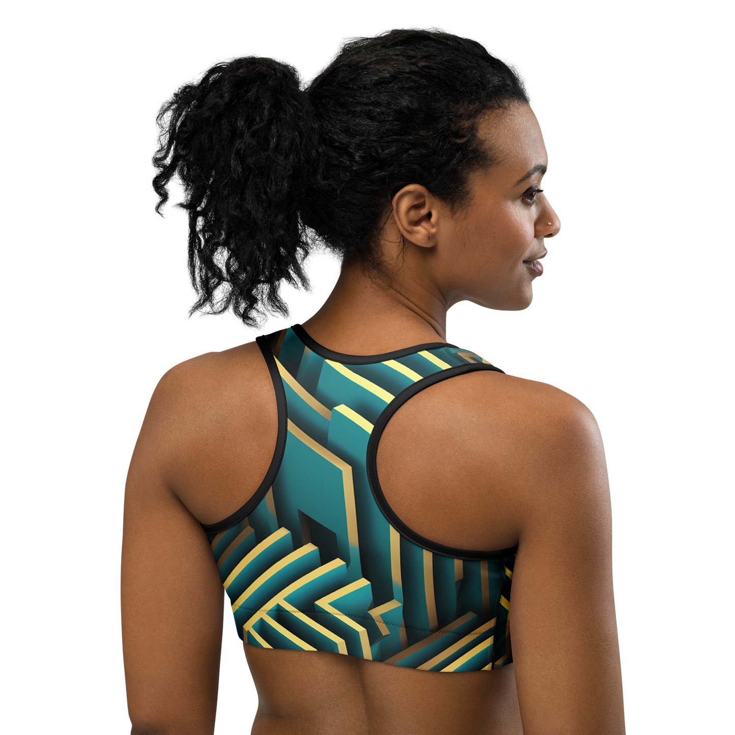 3D Maze Illusion | 3D Patterns | All-Over Print Sports Bra - #5