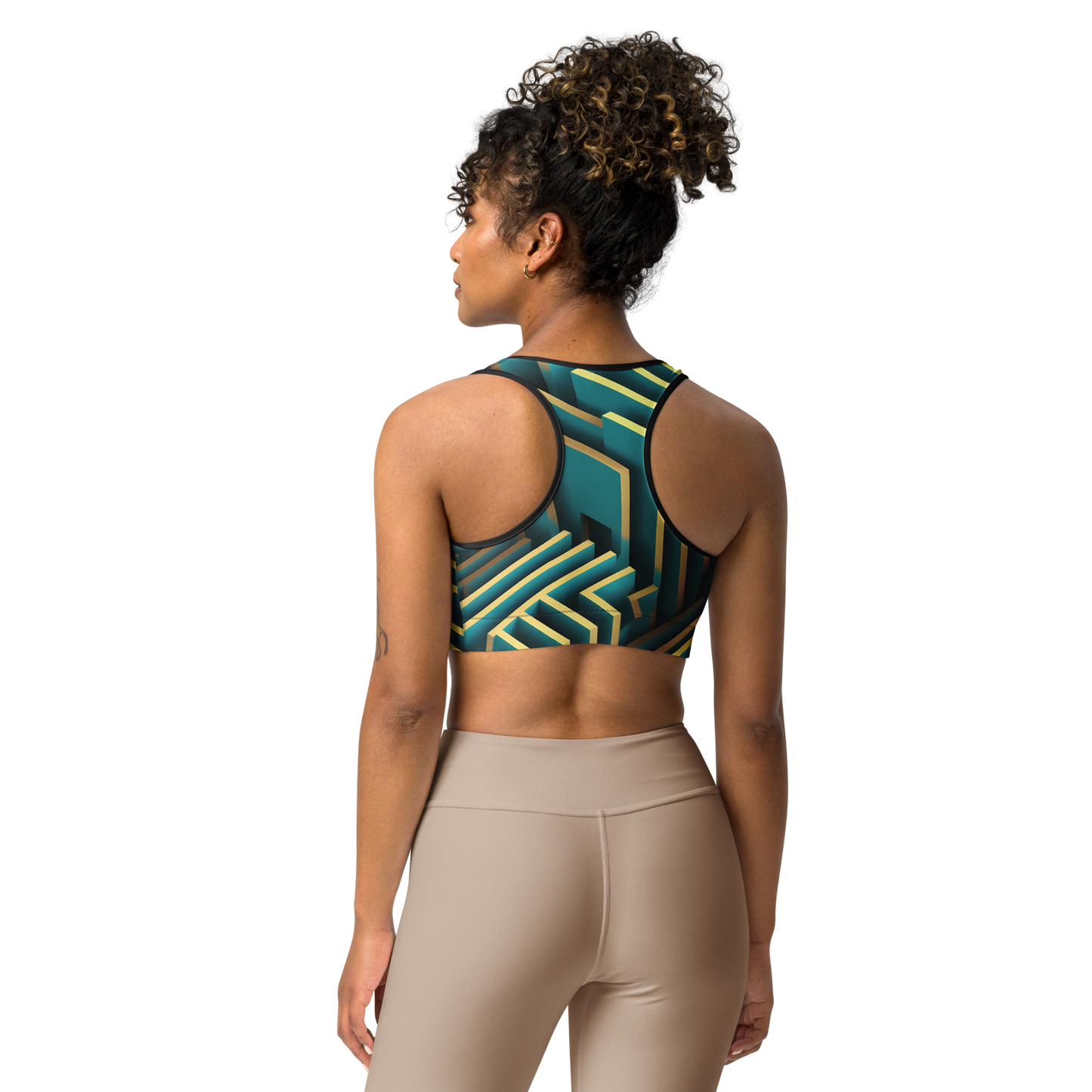 3D Maze Illusion | 3D Patterns | All-Over Print Sports Bra - #5