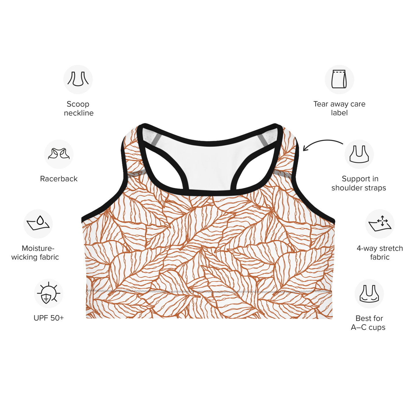 Colorful Fall Leaves | Seamless Patterns | All-Over Print Sports Bra - #1