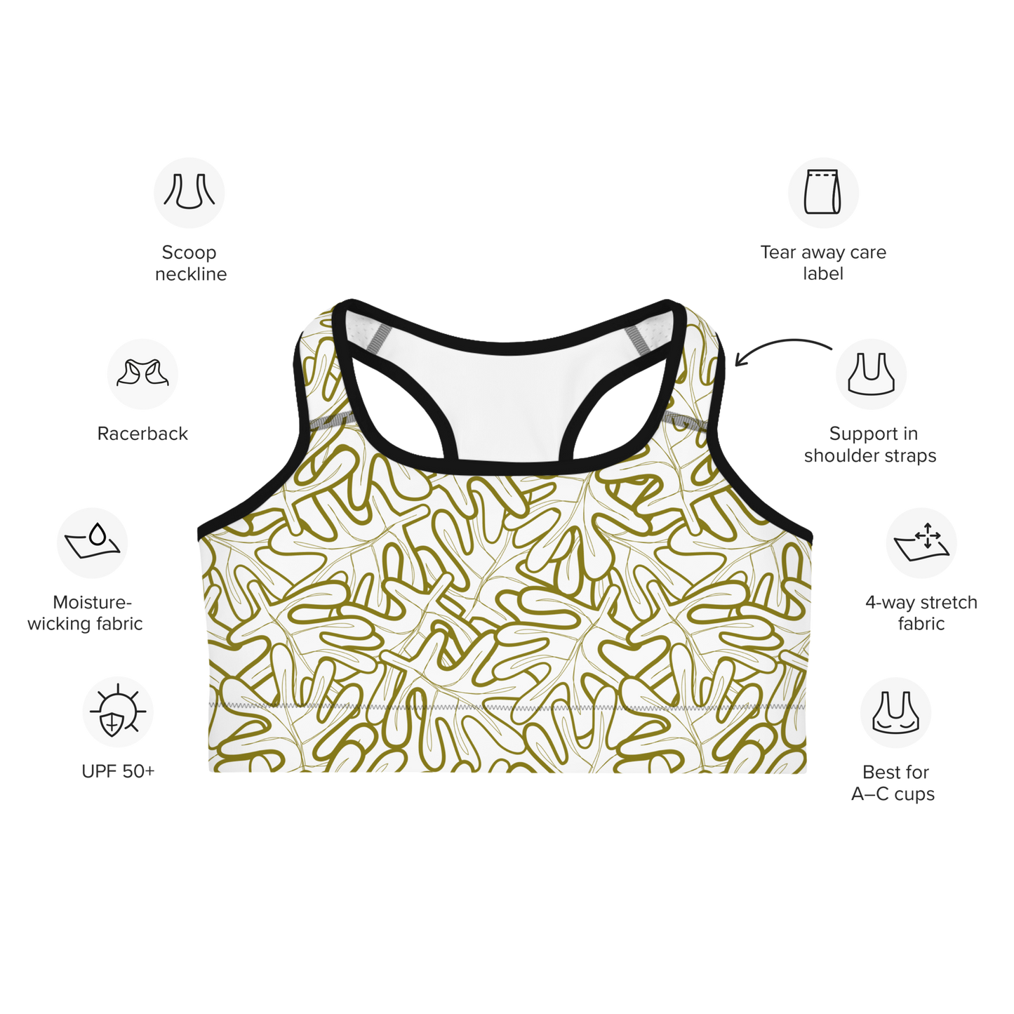 Colorful Fall Leaves | Seamless Patterns | All-Over Print Sports Bra - #2