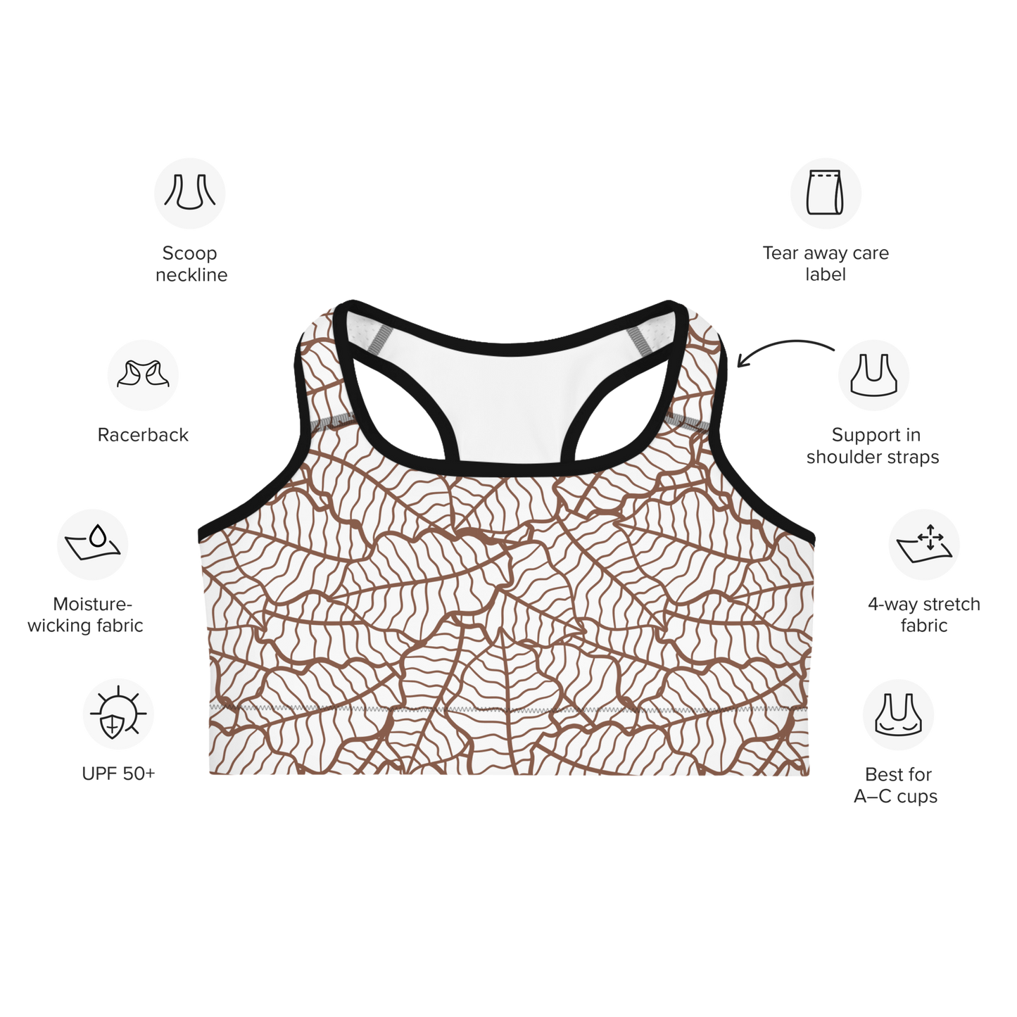 Colorful Fall Leaves | Seamless Patterns | All-Over Print Sports Bra - #5