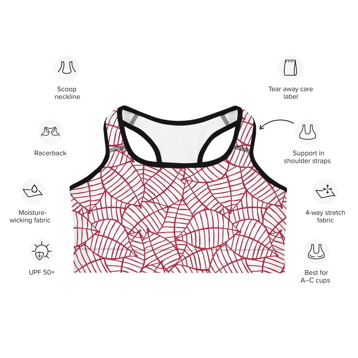 Colorful Fall Leaves | Seamless Patterns | All-Over Print Sports Bra - #8