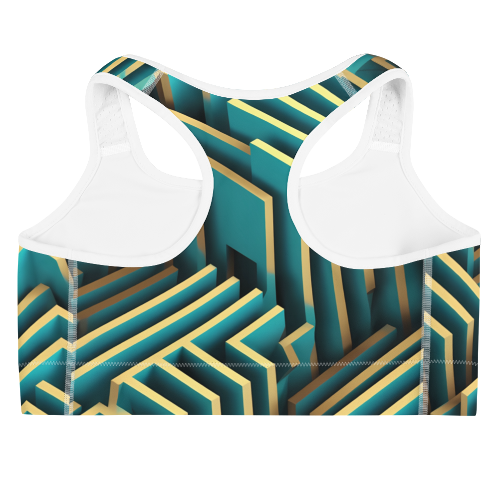 3D Maze Illusion | 3D Patterns | All-Over Print Sports Bra - #5