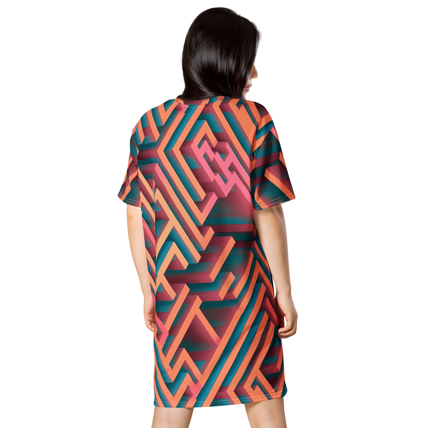 3D Maze Illusion | 3D Patterns | All-Over Print T-Shirt Dress - #1