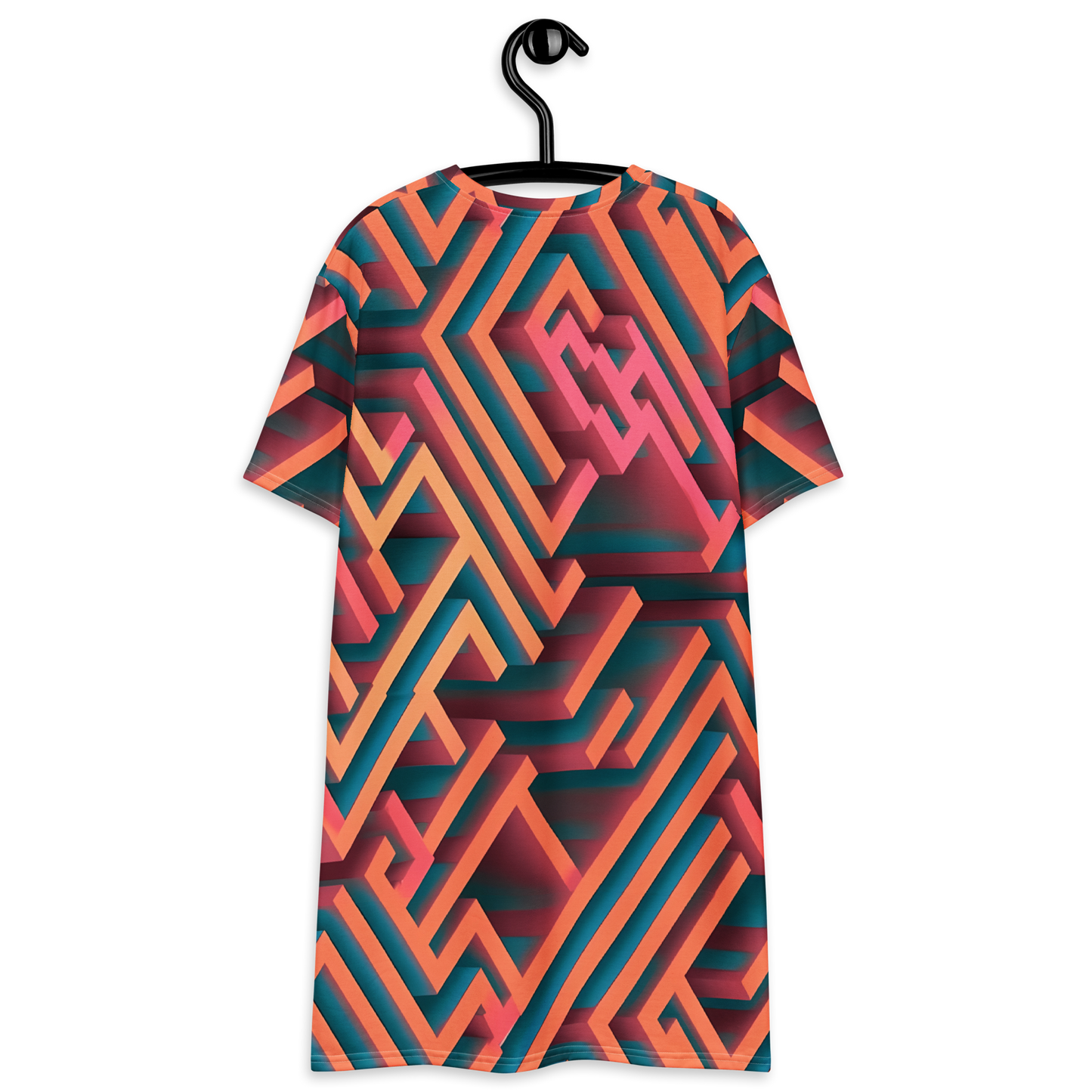 3D Maze Illusion | 3D Patterns | All-Over Print T-Shirt Dress - #1