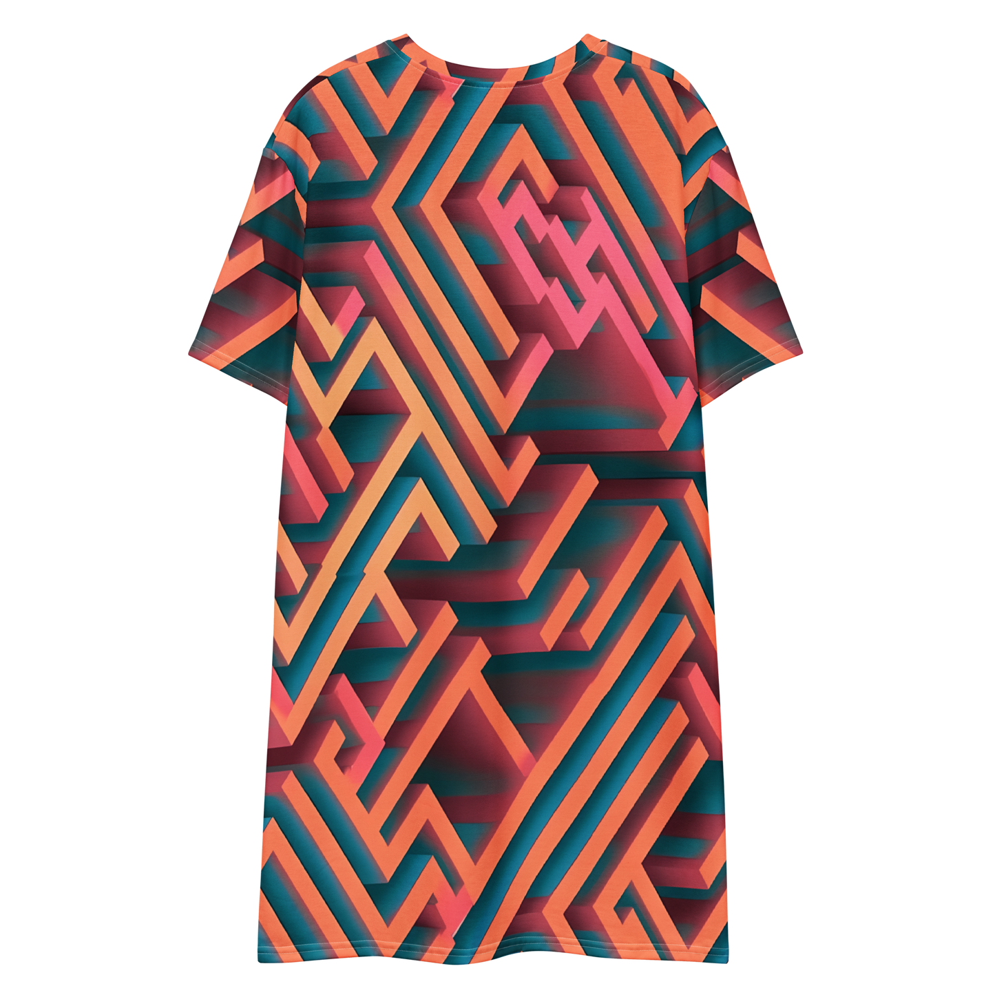 3D Maze Illusion | 3D Patterns | All-Over Print T-Shirt Dress - #1