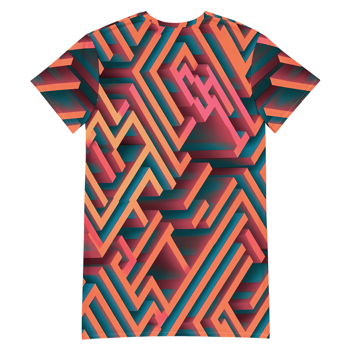 3D Maze Illusion | 3D Patterns | All-Over Print T-Shirt Dress - #1