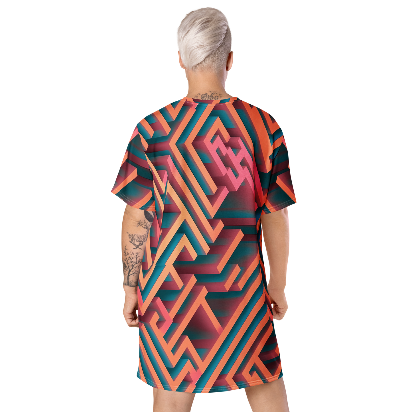 3D Maze Illusion | 3D Patterns | All-Over Print T-Shirt Dress - #1