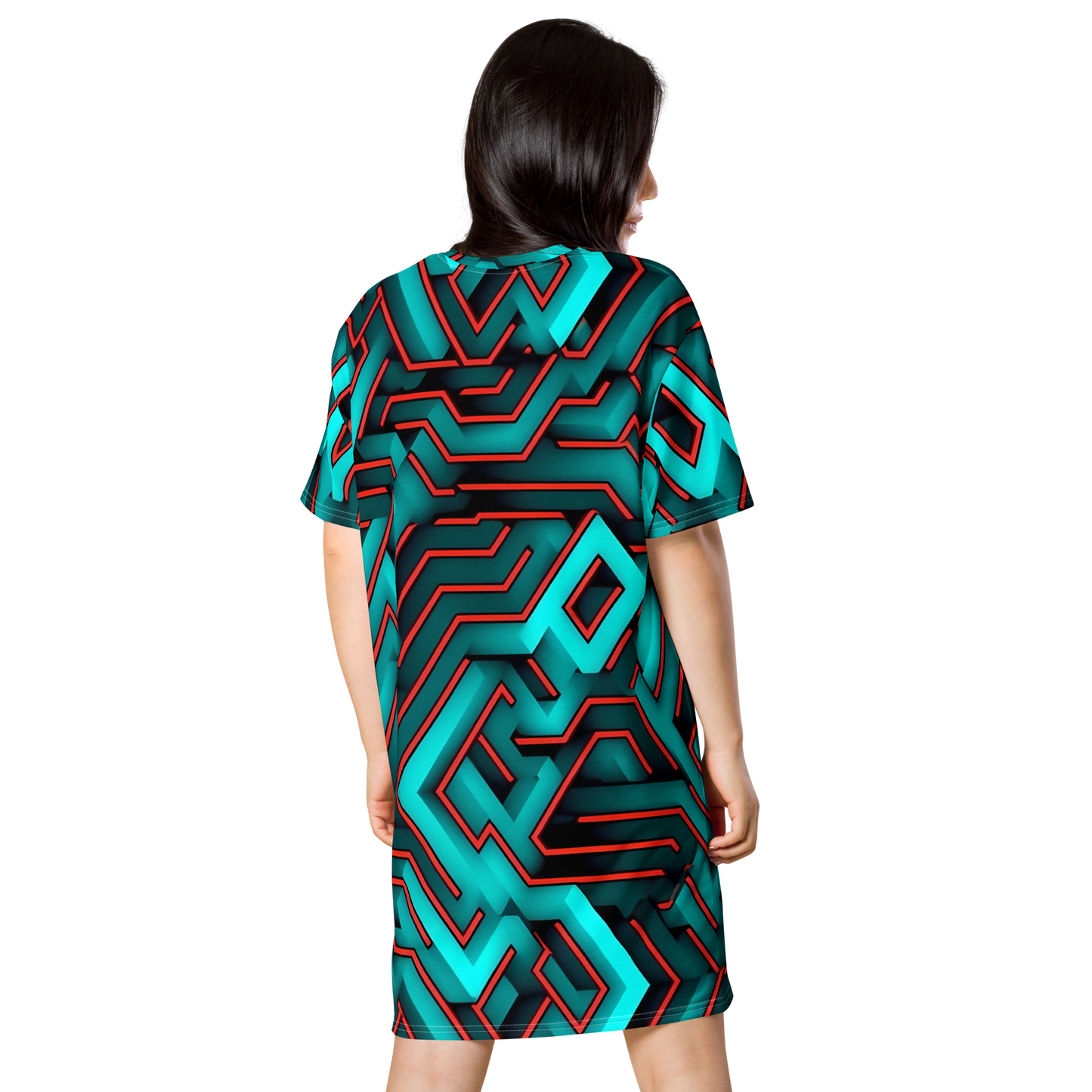 3D Maze Illusion | 3D Patterns | All-Over Print T-Shirt Dress - #2