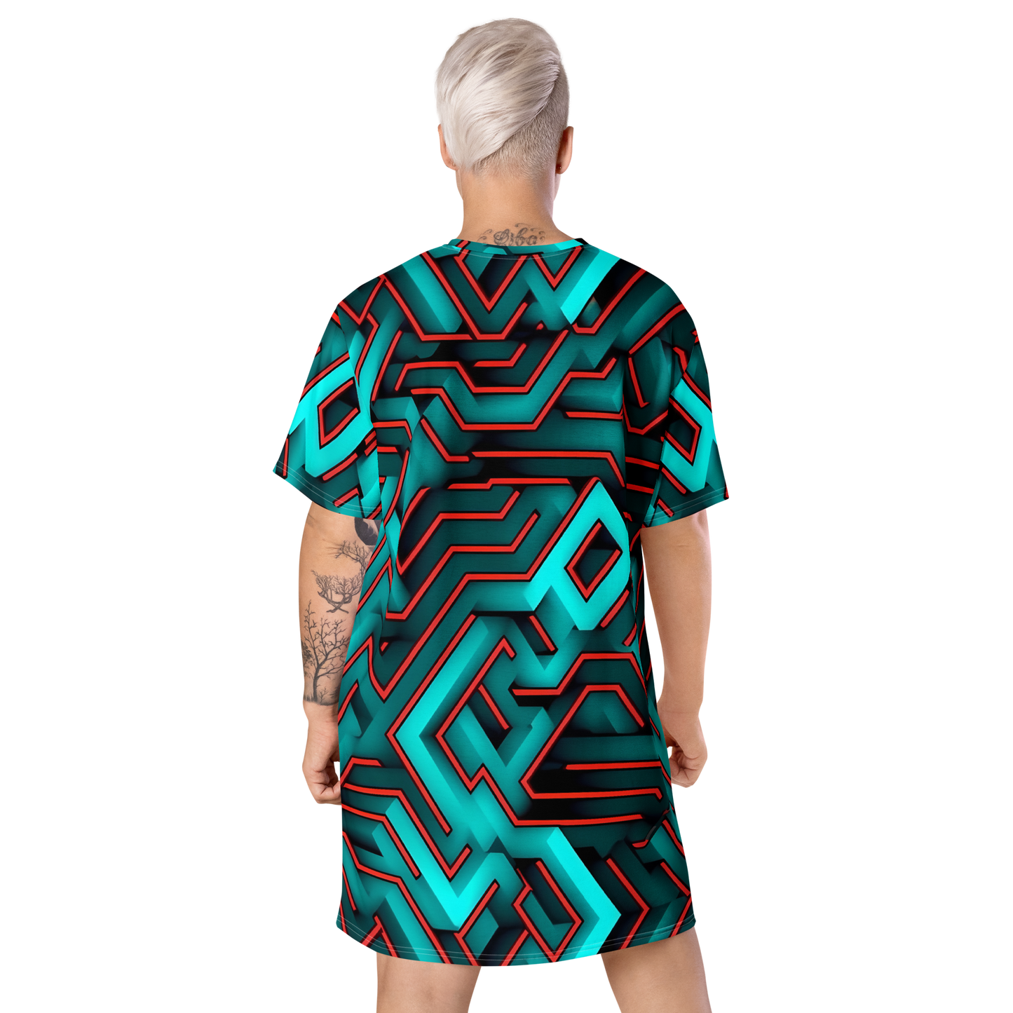 3D Maze Illusion | 3D Patterns | All-Over Print T-Shirt Dress - #2