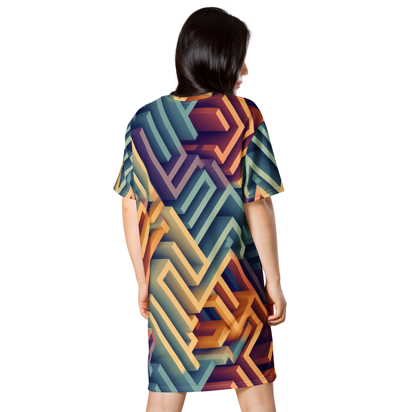 3D Maze Illusion | 3D Patterns | All-Over Print T-Shirt Dress - #3