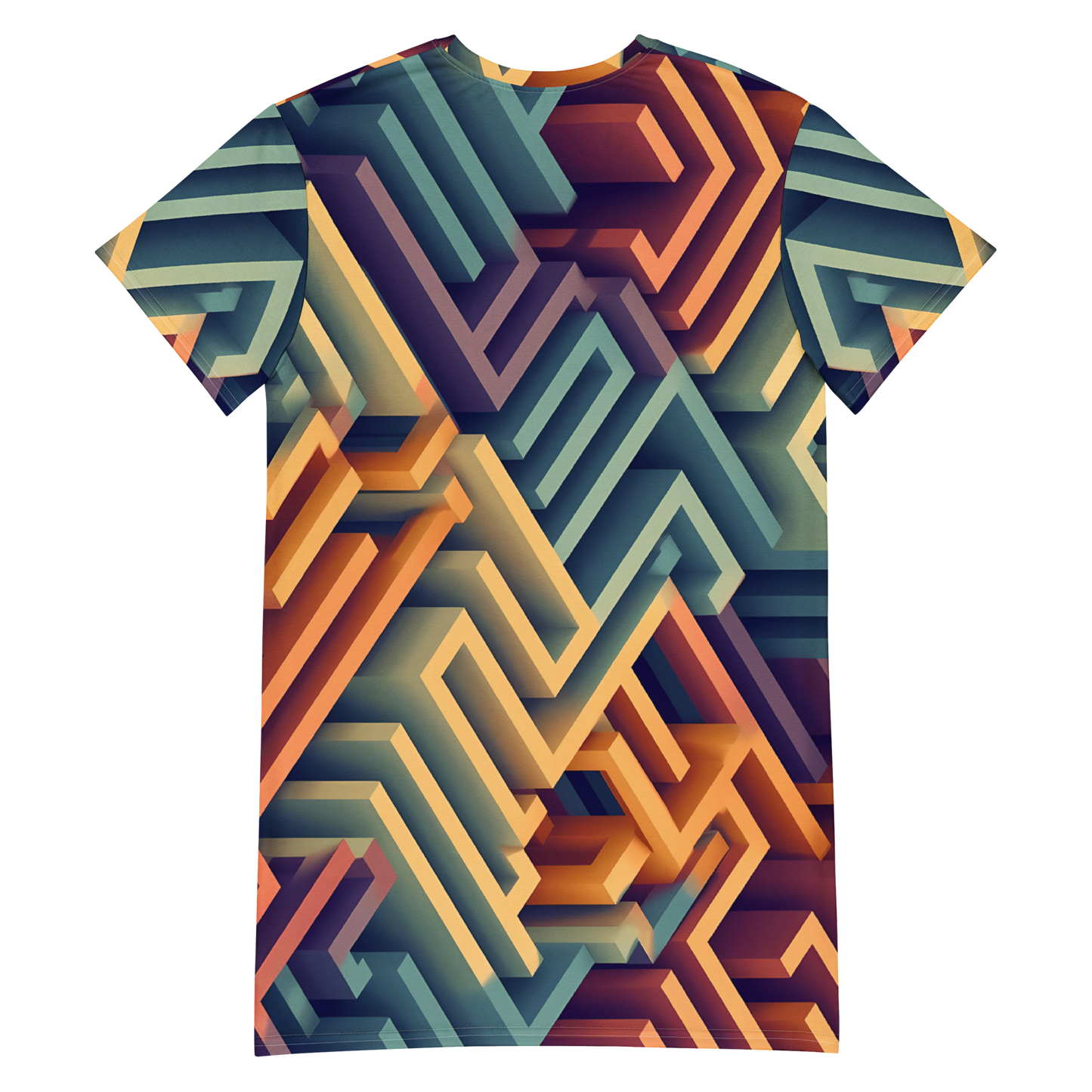 3D Maze Illusion | 3D Patterns | All-Over Print T-Shirt Dress - #3