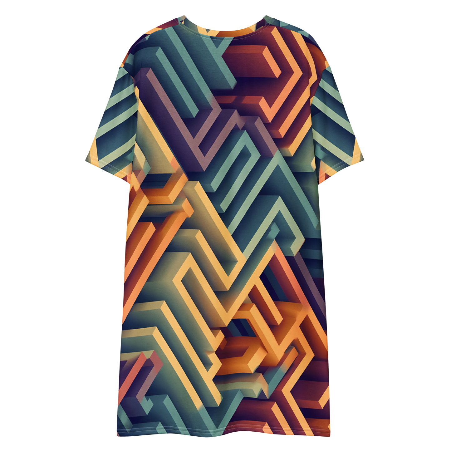 3D Maze Illusion | 3D Patterns | All-Over Print T-Shirt Dress - #3