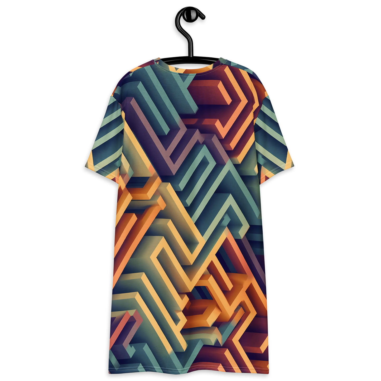 3D Maze Illusion | 3D Patterns | All-Over Print T-Shirt Dress - #3