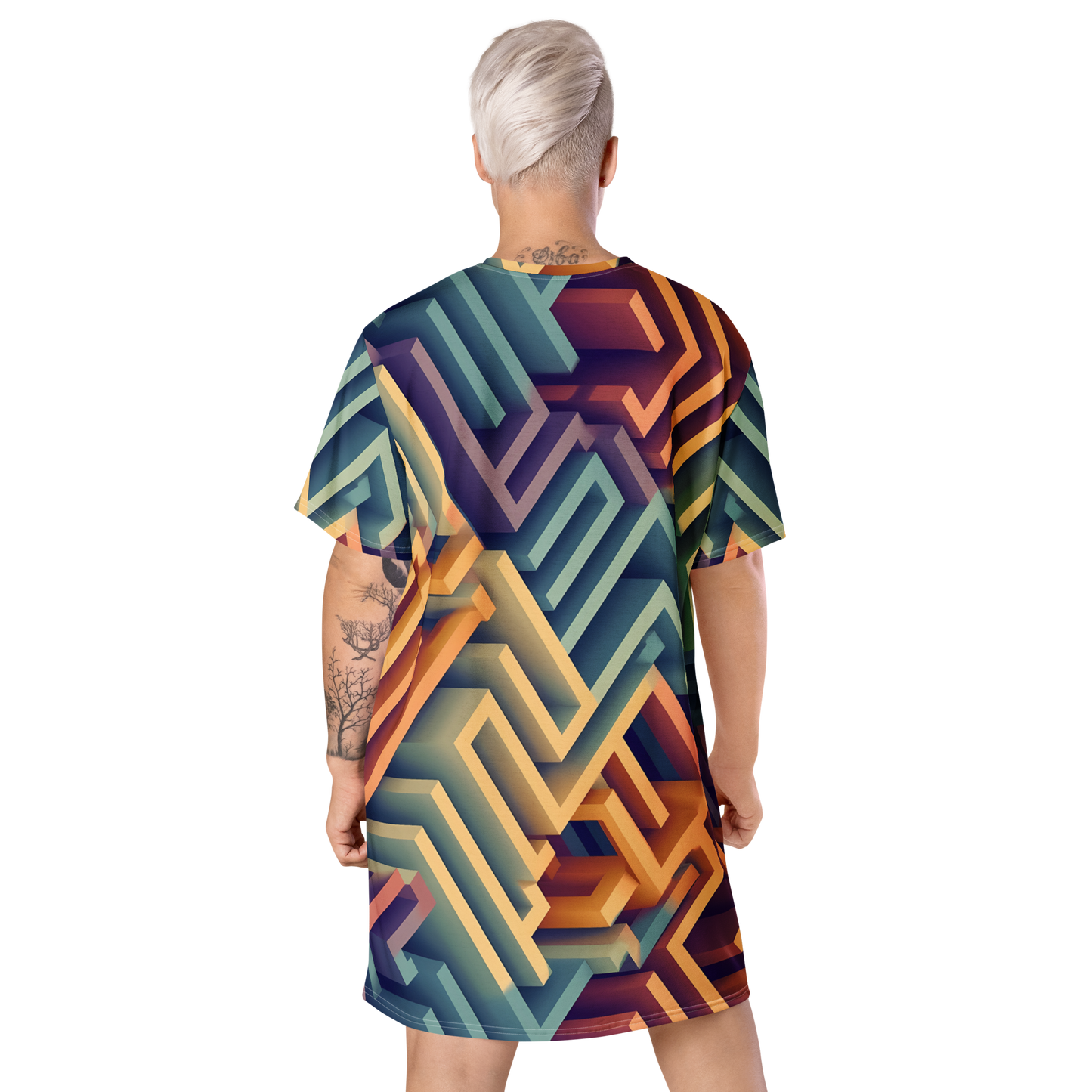 3D Maze Illusion | 3D Patterns | All-Over Print T-Shirt Dress - #3