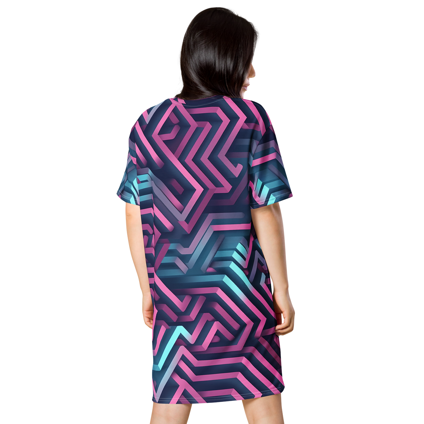 3D Maze Illusion | 3D Patterns | All-Over Print T-Shirt Dress - #4