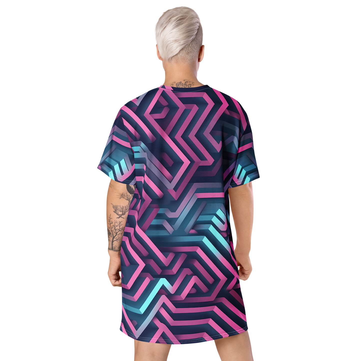 3D Maze Illusion | 3D Patterns | All-Over Print T-Shirt Dress - #4