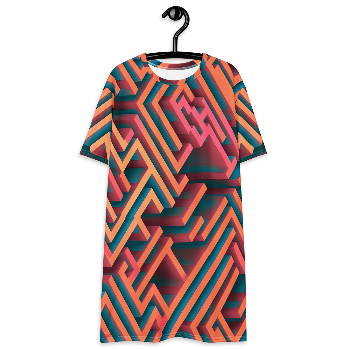 3D Maze Illusion | 3D Patterns | All-Over Print T-Shirt Dress - #1