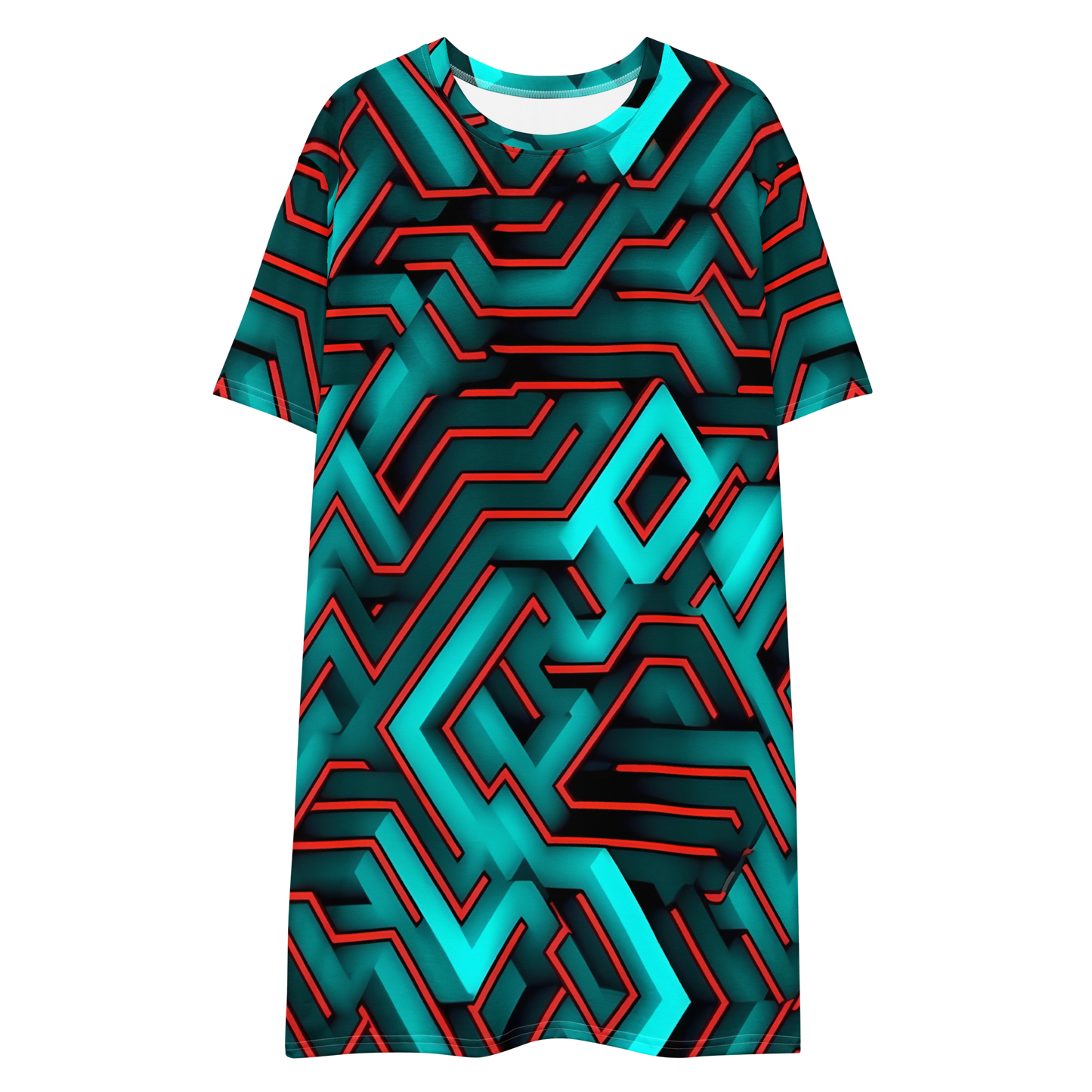 3D Maze Illusion | 3D Patterns | All-Over Print T-Shirt Dress - #2