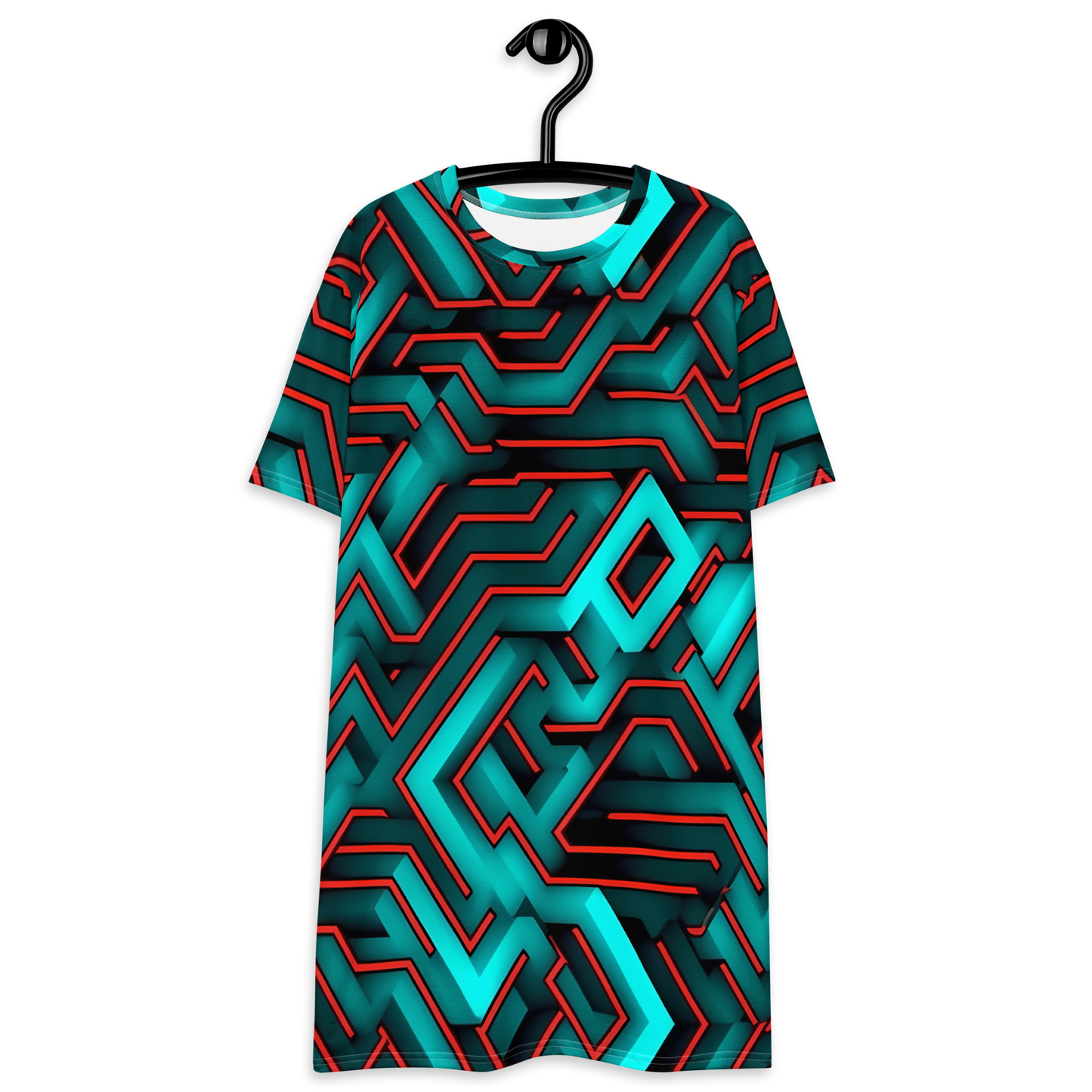 3D Maze Illusion | 3D Patterns | All-Over Print T-Shirt Dress - #2