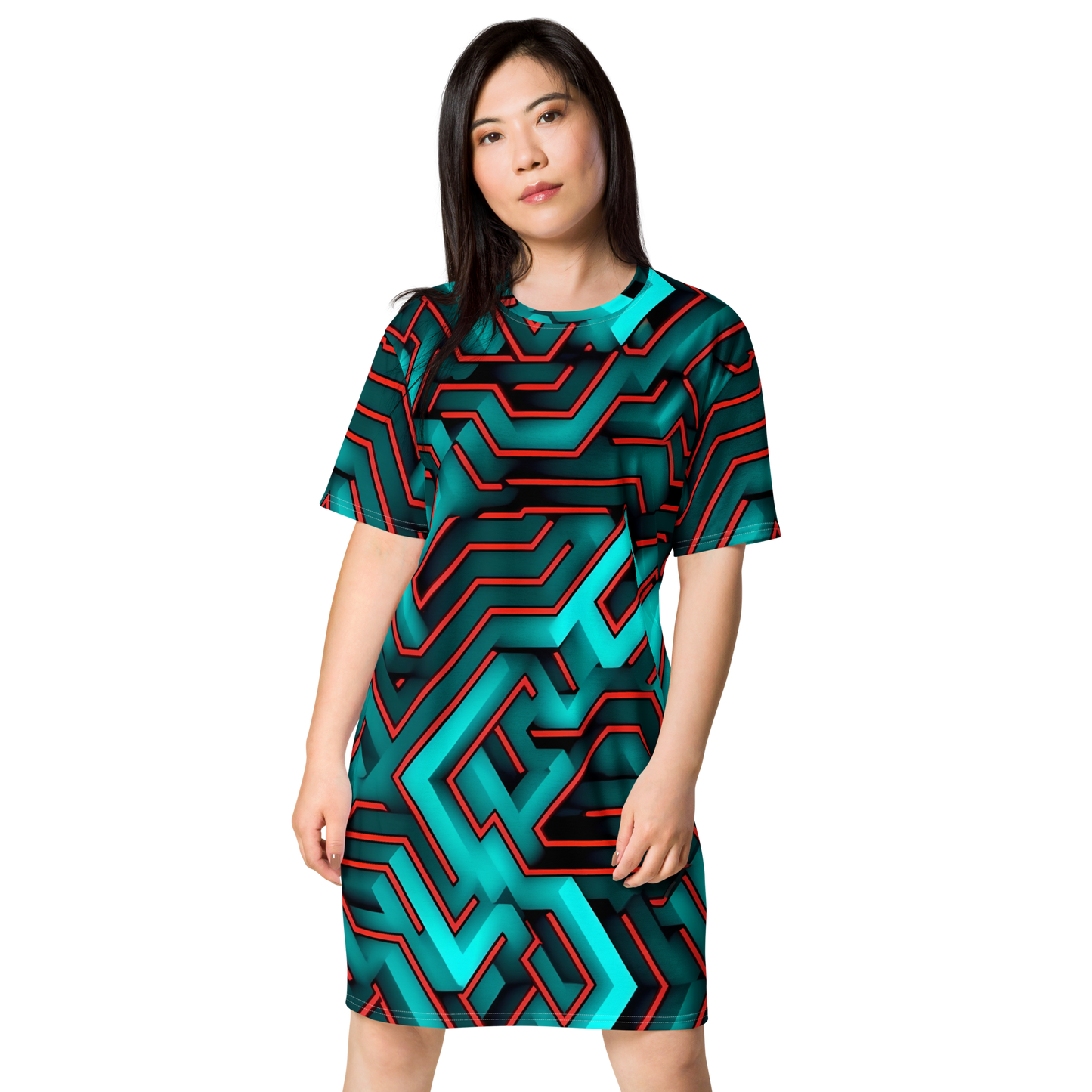 3D Maze Illusion | 3D Patterns | All-Over Print T-Shirt Dress - #2