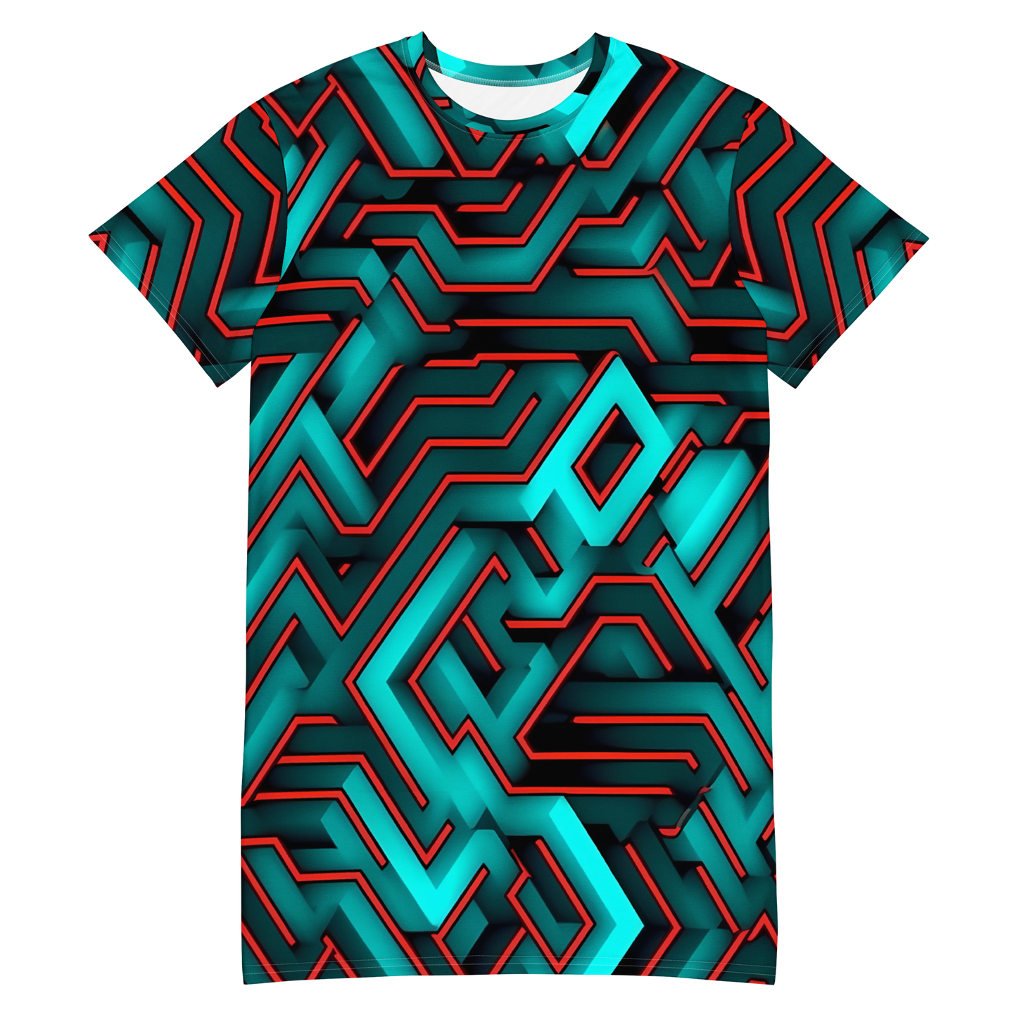 3D Maze Illusion | 3D Patterns | All-Over Print T-Shirt Dress - #2