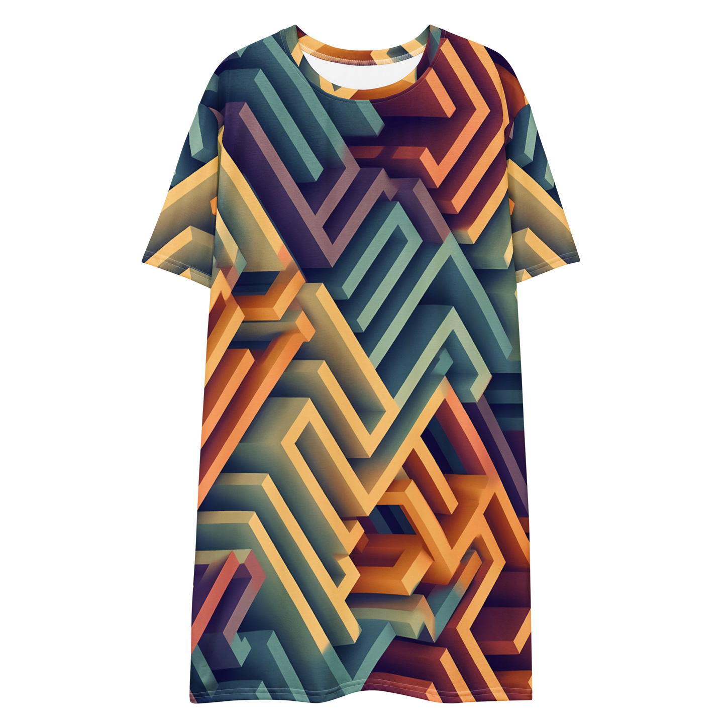 3D Maze Illusion | 3D Patterns | All-Over Print T-Shirt Dress - #3