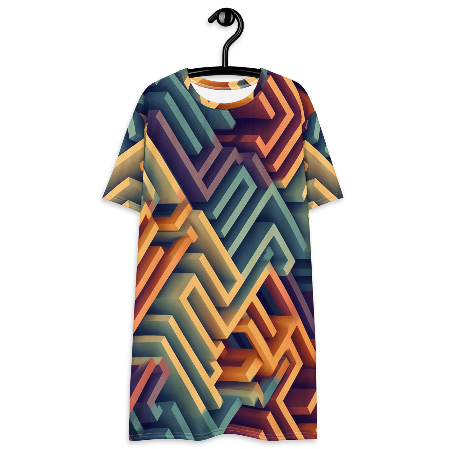 3D Maze Illusion | 3D Patterns | All-Over Print T-Shirt Dress - #3