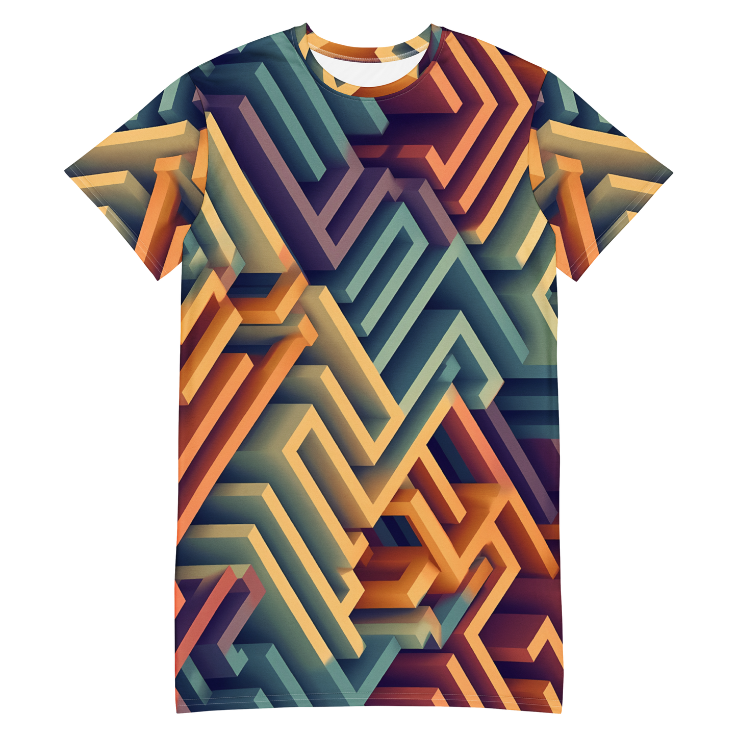 3D Maze Illusion | 3D Patterns | All-Over Print T-Shirt Dress - #3